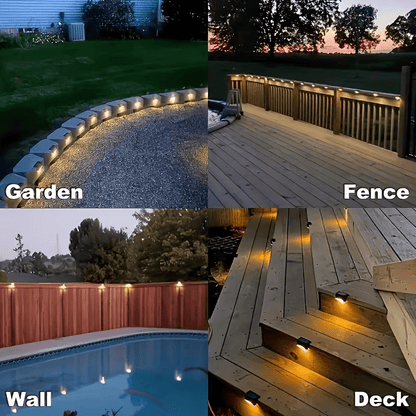 10pcs Set of Solar Outdoor Garden Lights, Home Garden Layout Staircase Deck Lights, Hallway Wall Lights, Railing Decorative Lights, Holiday Decorative Atmosphere Lights, IP44