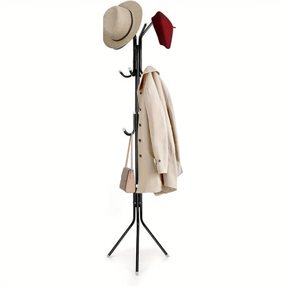 1pc Metal Coat Rack, Free Standing Clothes Stand for Office, Entryway, Hallway, Living Room, Bedroom, Home, Dorm-Durable Storage Organizer for Shirts, Hats, Coats, Bags, Scarves