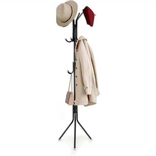 1pc Metal Coat Rack, Free Standing Clothes Stand for Office, Entryway, Hallway, Living Room, Bedroom, Home, Dorm-Durable Storage Organizer for Shirts, Hats, Coats, Bags, Scarves