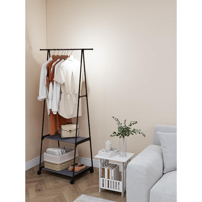 Multifunctional Metal Clothes Hanger with Triangular Wheeled Stand, Mobile Multi-Layer Storage And Organization Rack, Suitable for Home, Kitchen, Wardrobe Organization, Hanging Clothes And Coat Rack - Suitable for Easter, Thanksgiving, Valentine'S Day, Fa