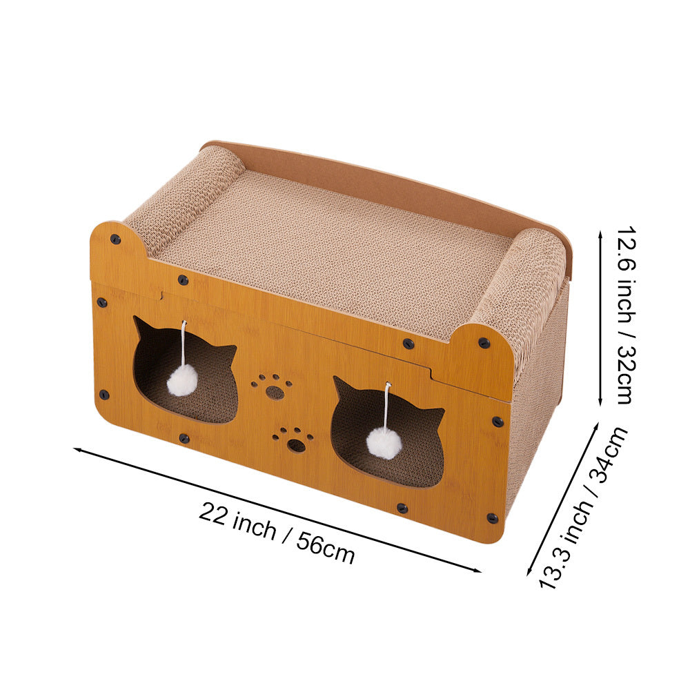 Double Layer Density Board Cat Nest Corrugated Paper Cat Scratch Board, Integrated Cat Room for Rest and Entertainment, Wear-resistant and Non Shedding, Universal Plush Cat Toy for All Seasons, Scratch Resistant Cat Pole, Vertical Cat Climbing Frame