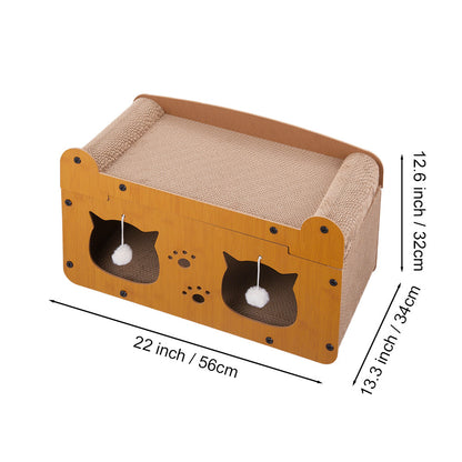 Double Layer Density Board Cat Nest Corrugated Paper Cat Scratch Board, Integrated Cat Room for Rest and Entertainment, Wear-resistant and Non Shedding, Universal Plush Cat Toy for All Seasons, Scratch Resistant Cat Pole, Vertical Cat Climbing Frame