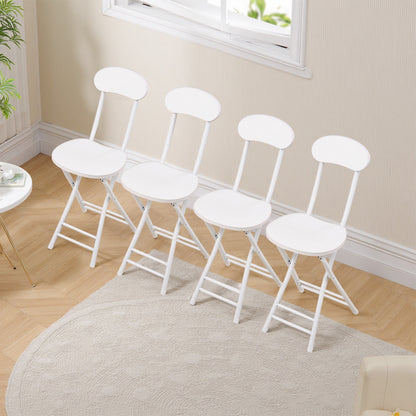 2 or 4 White Dining Chairs with Metal Frame and Wood, Folding Single Chairs Space Saving, Multifunctional Chairs for Outdoor and Indoor Furniture Chairs