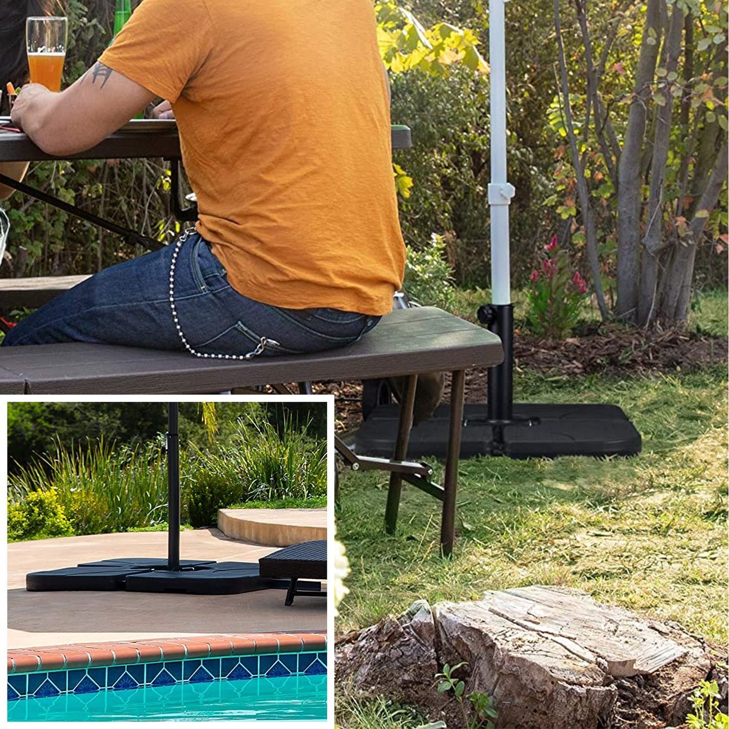 Set of 4 Outdoor Umbrella Cantilever Parasol Base Sand & Water Filled Weights by Crystals® (Square Shape Parasol Base)
