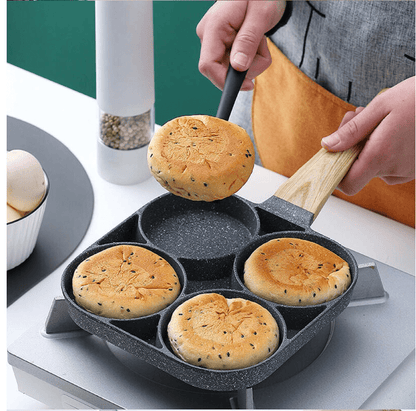 4-in-1 Cast Iron Egg Cooker, Non-Stick Single Handle Frying Pan, Dishwasher Safe, Compatible with Electric Coil Stoves, Versatile Kitchen Gadget for Pancakes, Eggs, and More