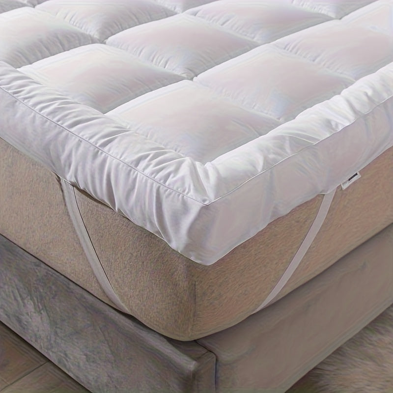 10cm Hotel Quality Mattress Topper 4 Inch Deep Filling, Super Soft with Elasticated Straps In Single, Small Double (4ft), Double, King, Super King UK Bed Size, Local Warehouse