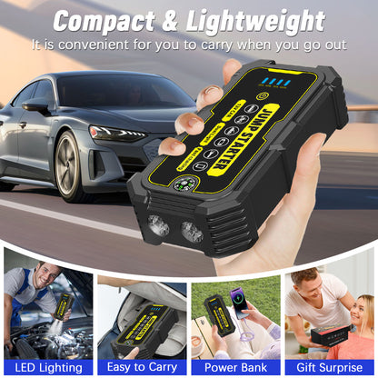 12V Car Jump Starter Car Battery Starter Kit 1500A Peak Portable Car Battery Booster Jump Starter, Portable Jump Starters for 6.0L Gasoline/4.0L Diesel Engines, LED Flashlight, LCD Display, 3 Modes LED Flashlight, Quick Charge USB-C, Lithium Battery-Polym