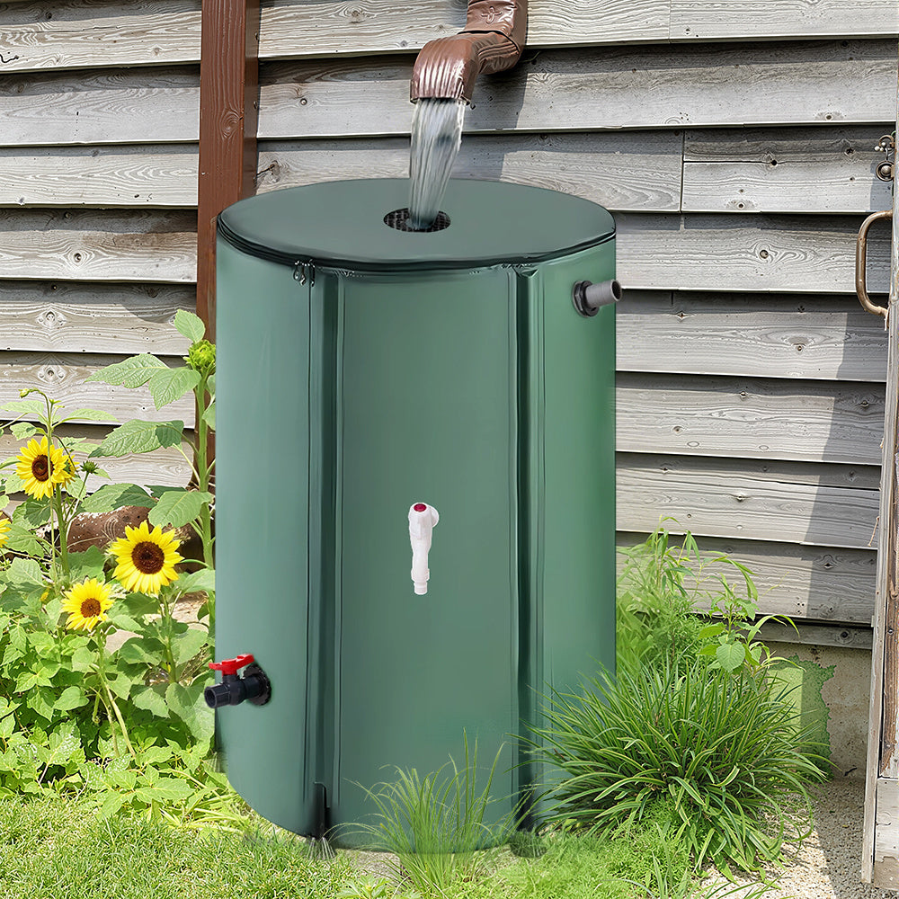 50L/100L/160L/200L Rainwater Collection Tanks, Portable Outdoor Water Tanks, Rainwater Collection System, Container Set with Filter Net and Overflow Device