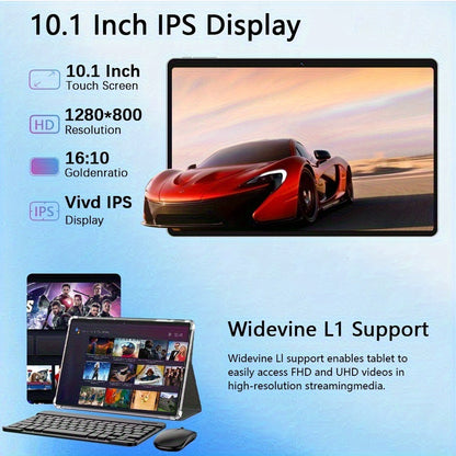 CRELANDER 2in 1 Tablet PC Android 15 Tablet, RAM 12GB (4+8GB Expand)+128Gb ROM, with Case, (Keyboard, Mouse, Pen) Can Optional, 2.4G/5G Wifi, GMS, Google, Pad, Tablet PC, Tablet, Pad