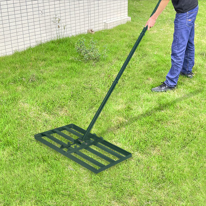 Professional Heavy-Duty Stainless Steel Lawn Leveling Rake with Adjustable Length Handle (25x50cm/25x75cm) - 4-Section Telescopic Design, Ergonomic Non-Slip Grip & 4-Section Lever Mechanism for Golf Courses, Gardens, Yards - Sand Trap, Bunker