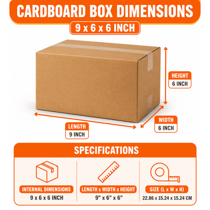 9x6x6 Inch Single Wall Cardboard Boxes – Small Packing Boxes for Shipping, Storage, Moving, Mailing & E-commerce Packaging | 25 Pack