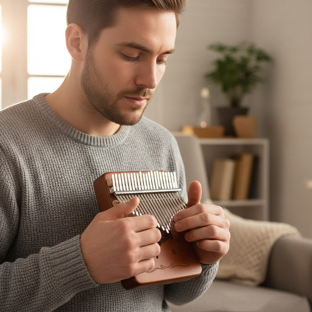 21 Keys Thumb Piano Kalimba with Tuning Hammer & Accessories - Portable Acoustic Musical Instrument for Beginners, Includes Storage Bag, Durable Wooden Construction, Perfect Holiday Gift, Musical Instruments, Anxiety & Stress Relief Instrument