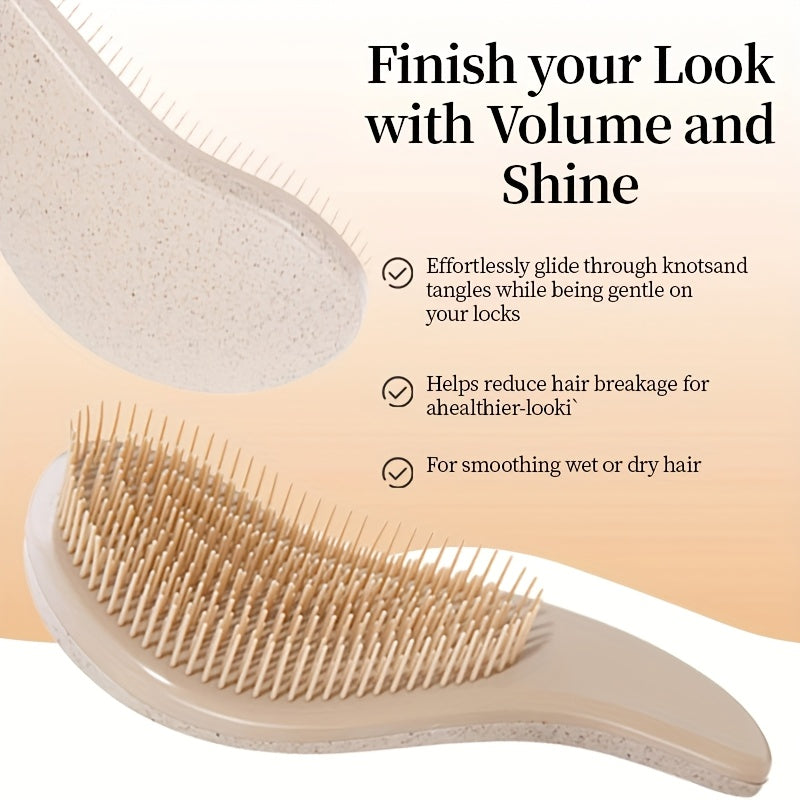 [Wedding Gift Give]Wheat Straw Hair Comb Set 5pcs -TT Massage Head Smooth Hair Comb, Soft Comb Teeth Smooth Hair Egg Comb, Wide Tooth Oil Hair Comb, Scalp Massage Shampoo Brush + Gift Bag Mother'S Day Gift for Girlfriend, Wife, Suitable for Men
