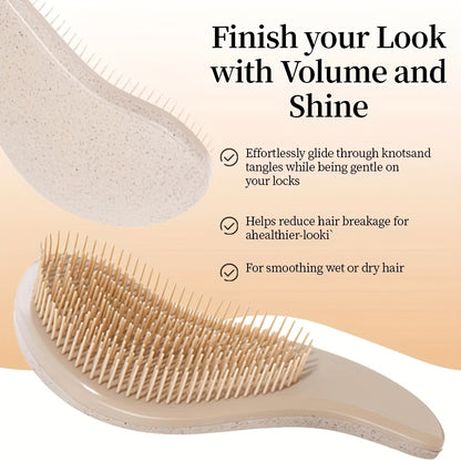 [Wedding Gift Give]Wheat Straw Hair Comb Set 5pcs -TT Massage Head Smooth Hair Comb, Soft Comb Teeth Smooth Hair Egg Comb, Wide Tooth Oil Hair Comb, Scalp Massage Shampoo Brush + Gift Bag Mother'S Day Gift for Girlfriend, Wife, Suitable for Men
