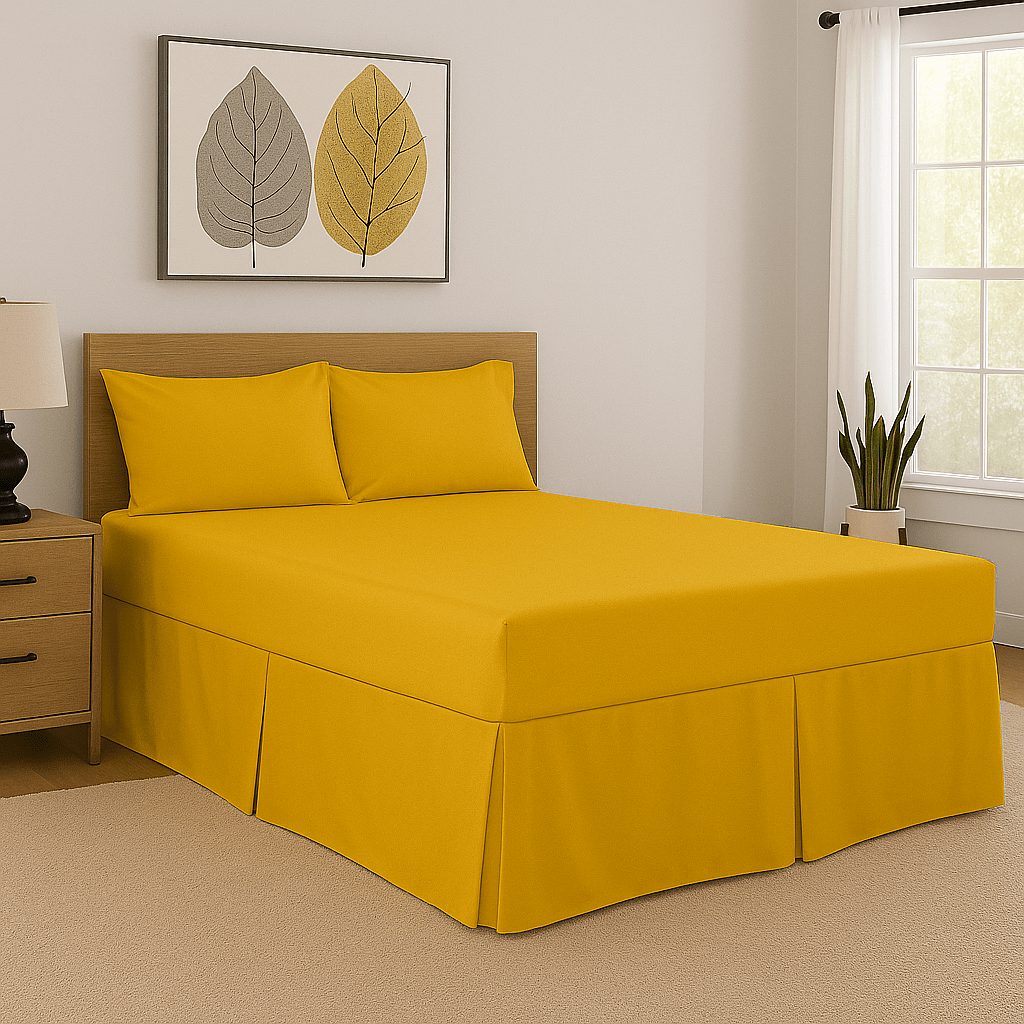 Base Valance Sheets Easy Care Plain Box Pleated Platform Bed Sheets in All Size