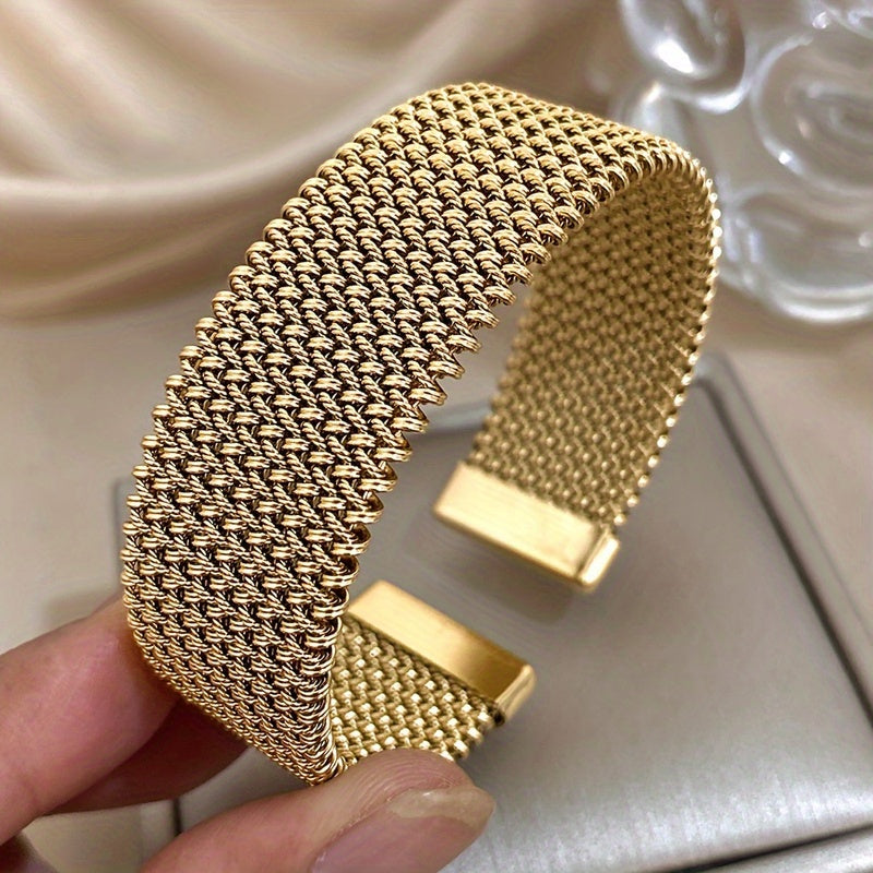 Vintage Stainless Steel Braided Mesh Open Bangle bangle bracelet, Classic Cuff Waterproof Jewelry, for Women Men Daily Party Wear Jewelry Accerssories Giftsnew Year'S Gifts Valentine'S Day Gifts