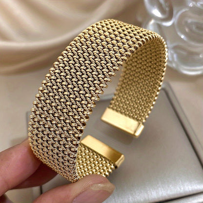 Vintage Stainless Steel Braided Mesh Open Bangle bangle bracelet, Classic Cuff Waterproof Jewelry, for Women Men Daily Party Wear Jewelry Accerssories Giftsnew Year'S Gifts Valentine'S Day Gifts