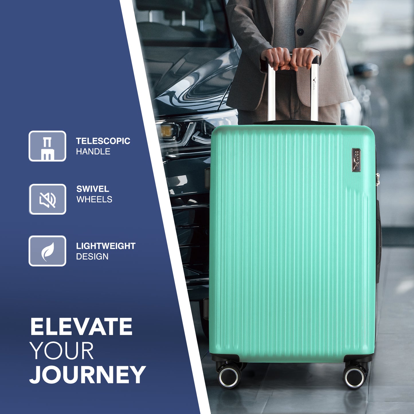 LUGG 76.5 x 50.5 x 30cm Vacay Suitcase ABS Luggage with TSA Indent Lock, Aluminium Trolley Handle, 360° Spinner Wheels, Water-Resistant & Durable Material - Airline Compatible (28inch)