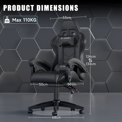 GartistGo Ergonomic Gaming Chair - Gamer Chairs with Lumbar Cushion + Headrest, Height-Adjustable Office & Computer Chair for Adults, Girls, Boys (Without footrest)
