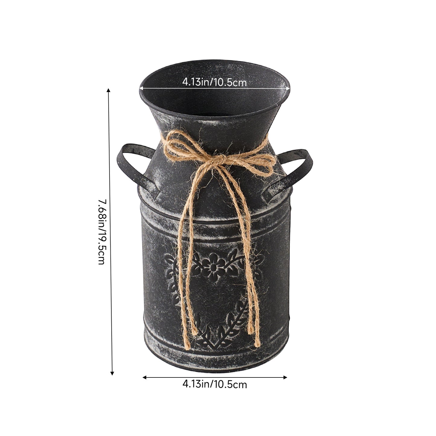 Rustic Metal Pitcher Vase with Heart Cut-Out Detail - feature detail 27