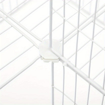 Two-Storey Metal Pet Playpen 36 Grid Panels 143x73x71cm – Indoor Small Animal Cage for Guinea Pigs Rabbits & Hamsters, Includes Mallet, Black or White