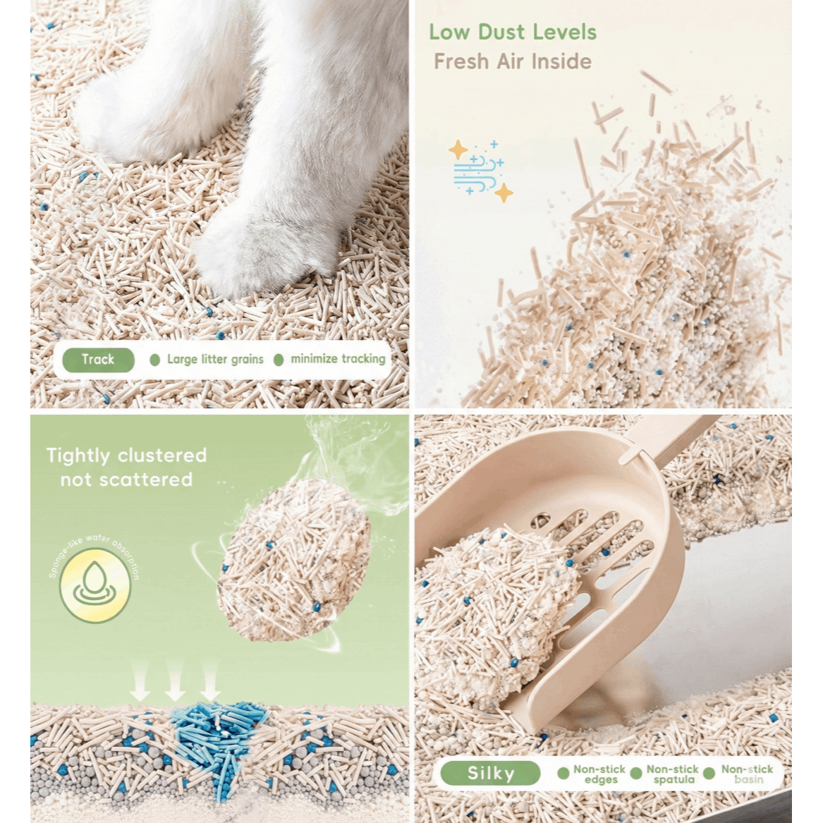 Premium Cassava Tofu Mixed Cat Litter 2.3Kg, Triple Action Bentonite Clay Blend – Deodorizing Cassava Tofu Cat Litter, Superior Clumping, Low Dust & Tracking, Good Odor Control