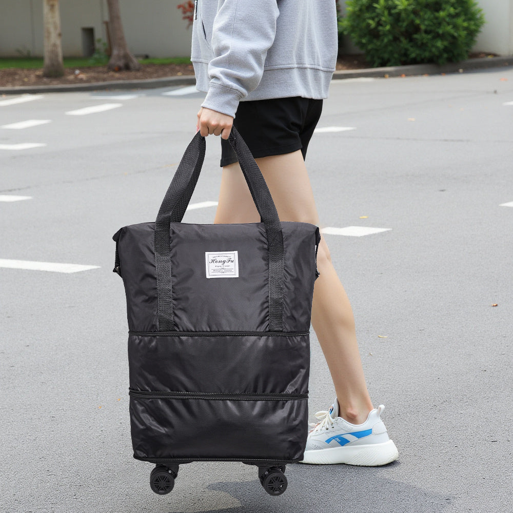 Travel Bag with Detachable Wheels, Expandable Duffel Bags for Women, Foldable Rolling Duffle Bag with Wheels, Carry on Luggage, Gift for Men Women Suitcases