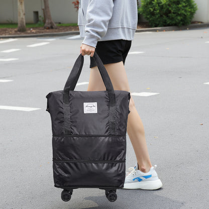 Travel Bag with Detachable Wheels, Expandable Duffel Bags for Women, Foldable Rolling Duffle Bag with Wheels, Carry on Luggage, Gift for Men Women Suitcases