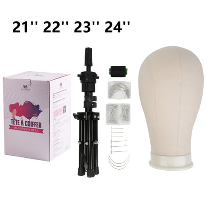 Neverland Beauty And Health 53.34cm - 60.96cm Canvas Wig Head Mannequin Head Head Stand Manikin Head for Wig Making Display with Wig Stand Tripod