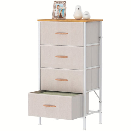4-Drawer Dresser Storage Cabinet with Metal Frame & MDF Top, Adjustable Feet, Anti-Tip Safety - Stylish And Spacious Storage Unit for Bedroom Or Living Room (44.96cm X 29.97cm X 90.93cm)