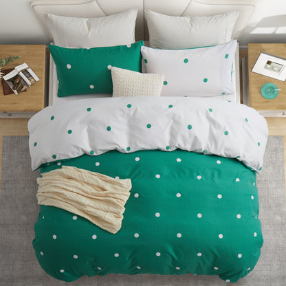 3pcs Polka Dot Printed Reversible Duvet Cover Set - with Pillowcases Soft & Breathable Microfiber, Button Closer, Machine Washable, wrinkle free & Durable – perfect for Bedroom, Guest Room All Sizes Available