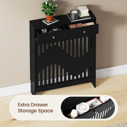 Modern White MDF Wood Radiator Cover with Drawers - Contemporary Style, Great Choice for Living Room, Bedroom, Hallway, Suitable for Placing Decorative Items and Storing Small Objects.