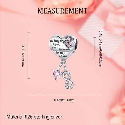 New S925 Sterling Silver Original Charm for Charm Bracelet "Forever in my heart" Pet Paw Charm Necklace Pendant Fashion Jewelry