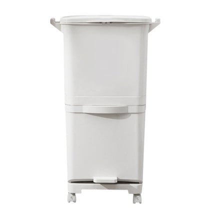 Large Capacity 38L Rolling Office Trash Bin, Dual Compartment Waste Bin for Wet & Dry Separation, Mobile Office & Living Room Rubbish Bin, Sturdy Plastic, local warehouse