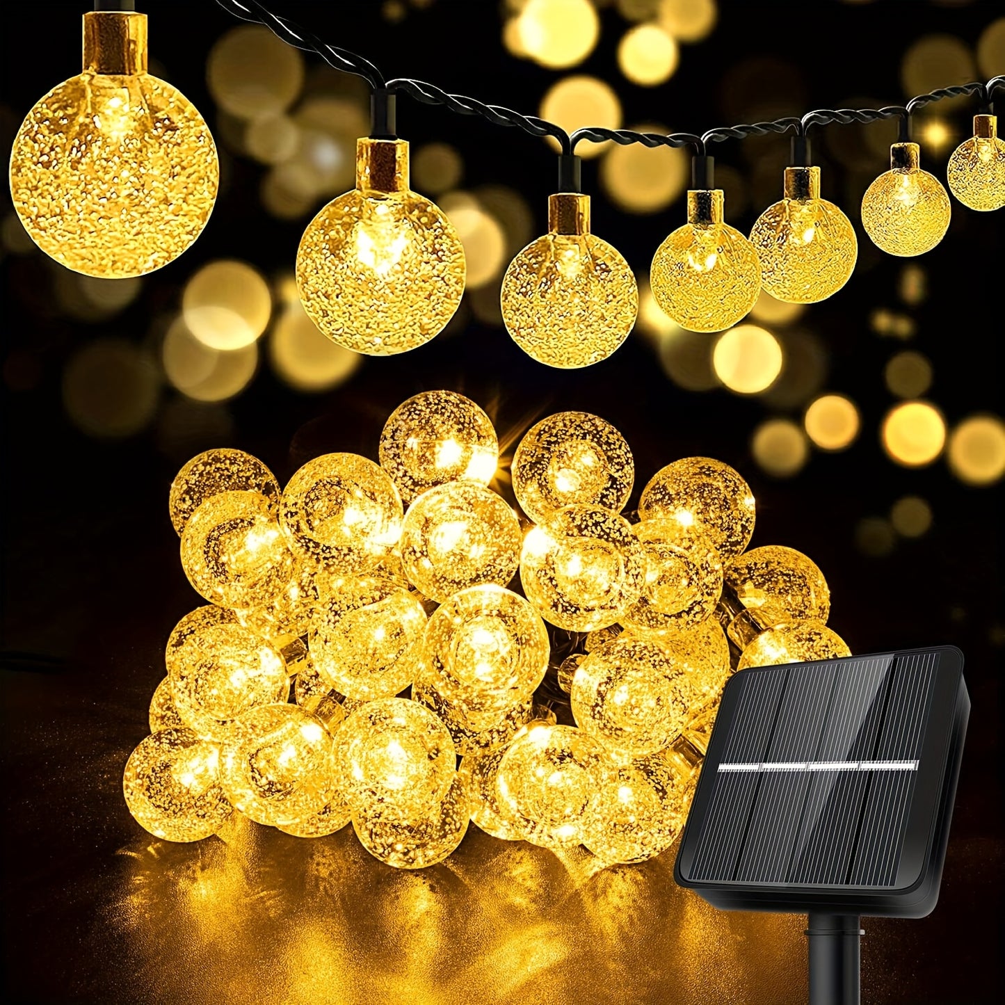200/100LEDs Solar LED Crystal Ball String Lights | 8 Modes Remote Control | Outdoor Fairy Lights for Garden, Balcony, Camping & Parties | Christmas Decorations, Halloween Outdoor Decor, Wedding Lights | Solar Garden Lights