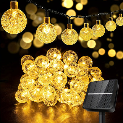 200/100LEDs Solar LED Crystal Ball String Lights | 8 Modes Remote Control | Outdoor Fairy Lights for Garden, Balcony, Camping & Parties | Christmas Decorations, Halloween Outdoor Decor, Wedding Lights | Solar Garden Lights