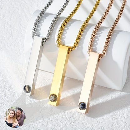 Custom Photo Projection Stainless Steel Necklace, Personalized Fashionable Long Pendant Necklace, The Best Gift for Loved Ones, Pets, Family, and Friends