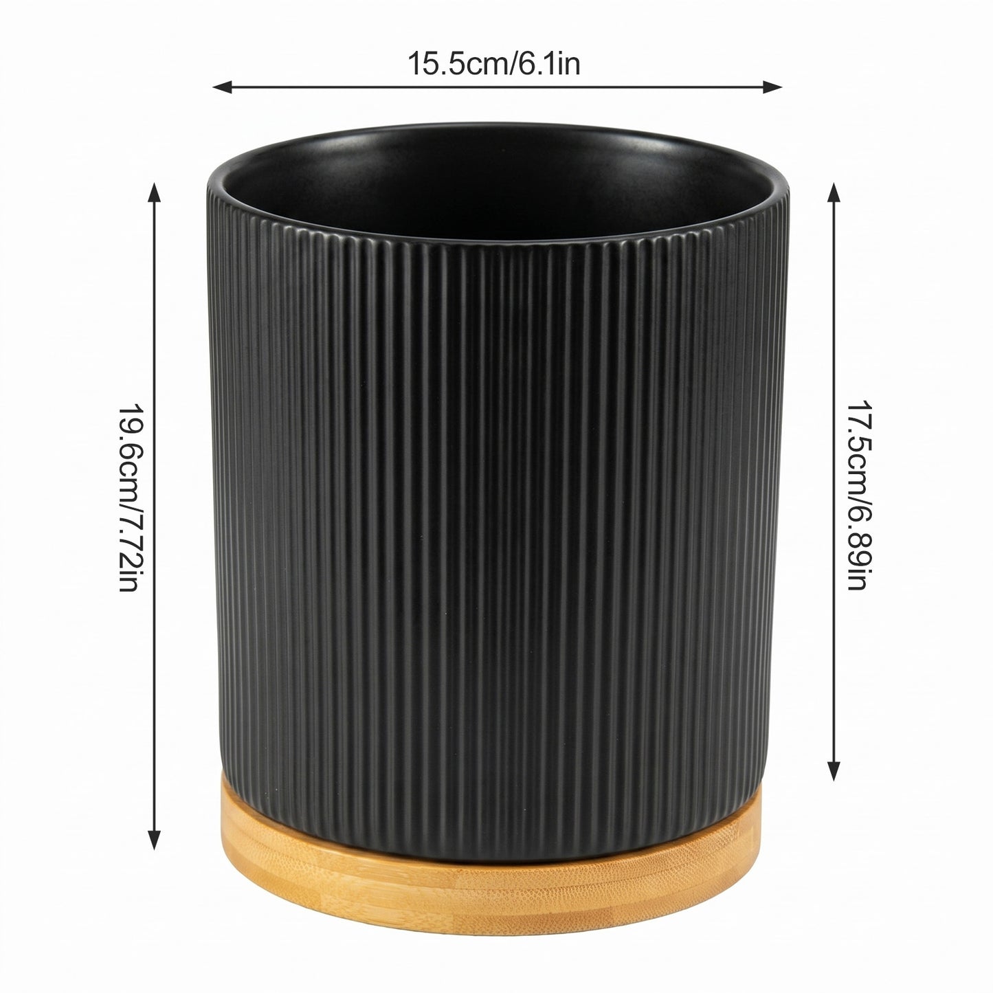 360° Rotating Ceramic Kitchen Organizer with Detachable Bamboo Base – Space-Saving Utensil Holder for Countertops, Perfect for Cooking Tools, Flower Vases, and Whisky Glasses, Kitchen Accessories