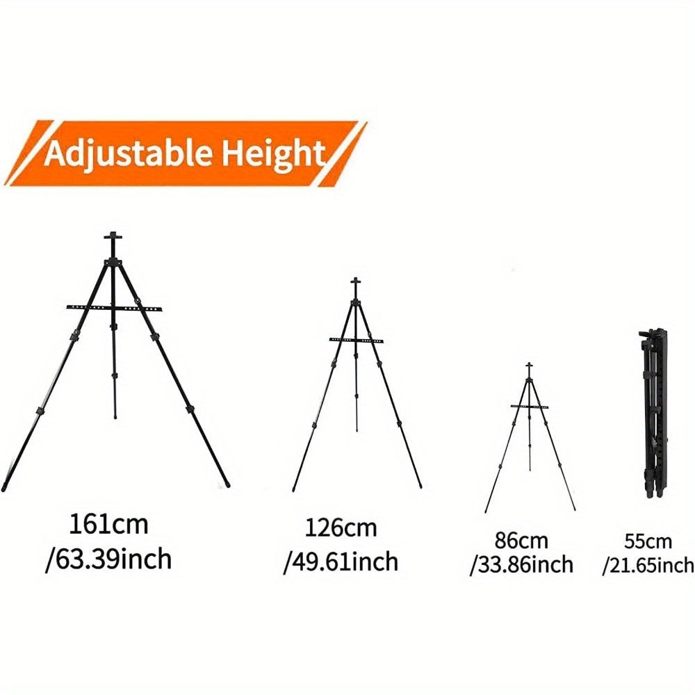 Easel for Display, Adjustable Height 20" to 63" Tabletop & Floor Art Easel, Metal Tripod Artist Easels Stand for Painting Canvas, Wedding Signs with Carry Bag - Black