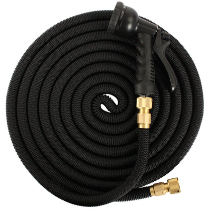 50FT/75FT/100FT Expandable Flexible Garden Hose Magic Hose Pipes Car Washing Gardening Hose with 7 Setting Professional Water Spray Nozzle Gun Expandable Hose Garden Hoses, Black