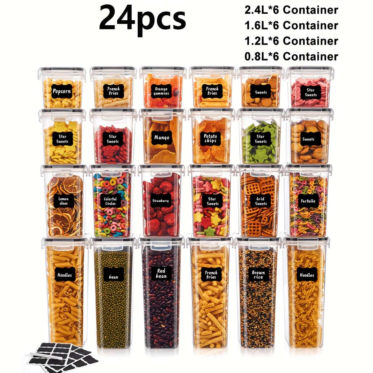 84/20/14pcs Food Storage Tanks, (84/20/14 Jars And 84/20/14 LIDS) Kitchen Storage Boxes, Food Organization, Plastic Can Sets, Suitable for Grains, Pasta, Flour And Sugar, Food Preservation Boxes, Made of And Healthy Materials