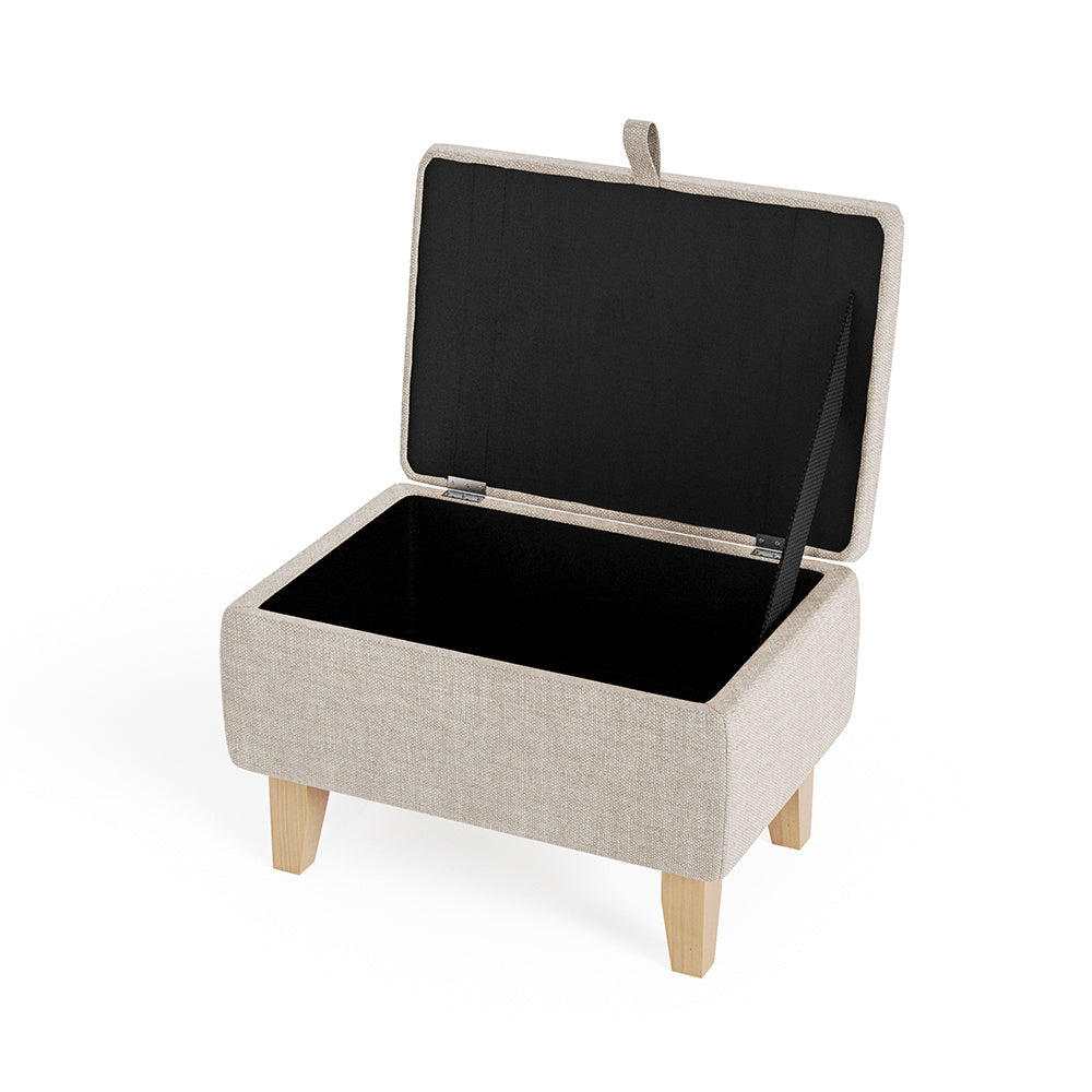 Linen Padded Storage Stool Ottoman Storage Box Footstool Living Room Bedroom Hallway Shoe Stool Footrest