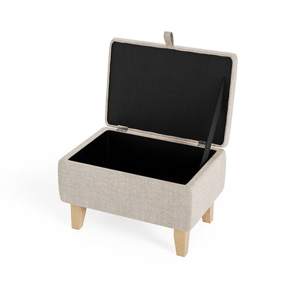 Linen Padded Storage Stool Ottoman Storage Box Footstool Living Room Bedroom Hallway Shoe Stool Footrest