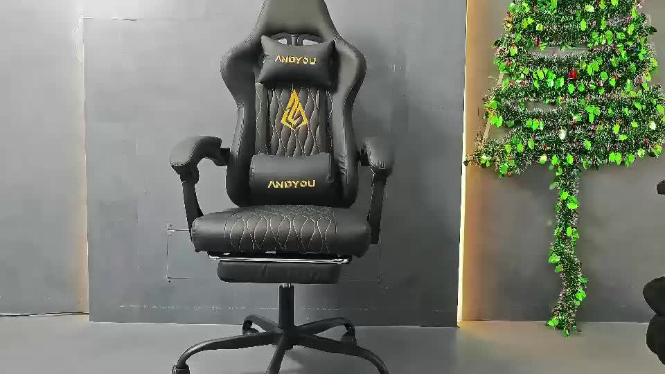 ANDYOU Gaming Chair with Footrest, Reclining PU Leather Ergonomic Chair, Dual-Use Computer Chair for Gaming and Office