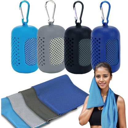 [Cooling Neck Wrap] 4pcs Set of Cooling Towels, Polyester Cold Towels, Soft and Breathable Fitness Ice Towels, Suitable for Exercise, Yoga, Sports, Camping, Hiking Sweat Towels, Quick-drying, Breathable, Lightweight Cooling Neck Wrap