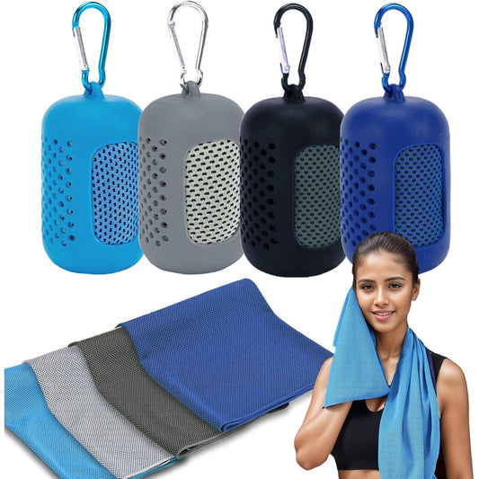 [Cooling Neck Wrap] 4pcs Set of Cooling Towels, Polyester Cold Towels, Soft and Breathable Fitness Ice Towels, Suitable for Exercise, Yoga, Sports, Camping, Hiking Sweat Towels, Quick-drying, Breathable, Lightweight Cooling Neck Wrap
