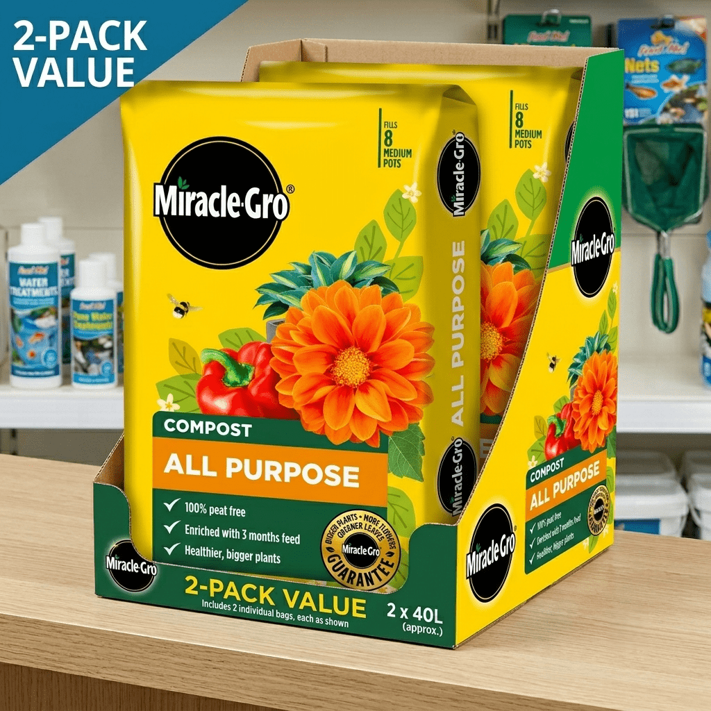 2x Miracle-Gro All Purpose Compost 40L Large Volume Multi-Use Plant Growing Medium for Flowers, Vegetables, Shrubs, Houseplants, Pots & Garden Beds