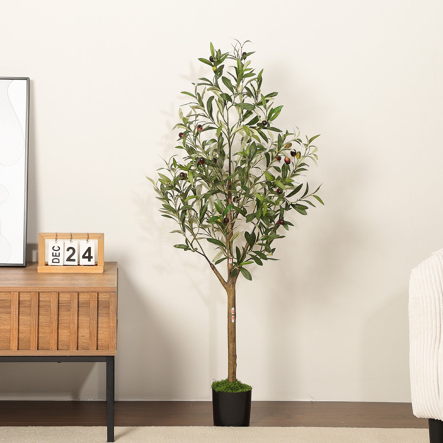 6FT/180cm Artificial Olive Tree Artificial Plant Large Artificial Plant Decoration Indoor Outdoor Home Office Kitchen Living Room Patio Garden Modern Decoration Best for Promotional Housewarming Halloween, Christmas Gift for Keeping Birds and Cats and Oth