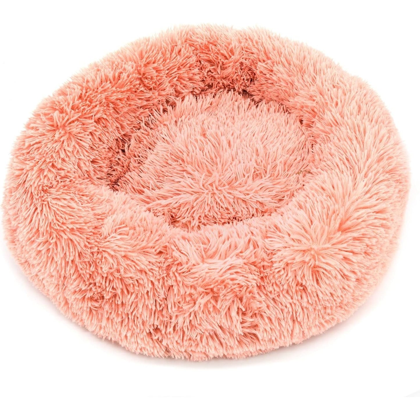 40/50/60/70cm Round Plush Donut Dog/Cat Bed Cuddler Pet Cushion Self-Warming Bed Washable Dog Bed with Non-Slip and Waterproof Bottom Calming Dog Bed