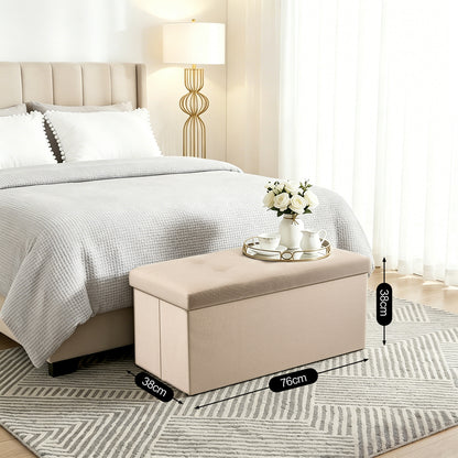 Stylish Folding Ottoman Bench - Multi-Use Storage with Lid, Great for Shoes and Accessories